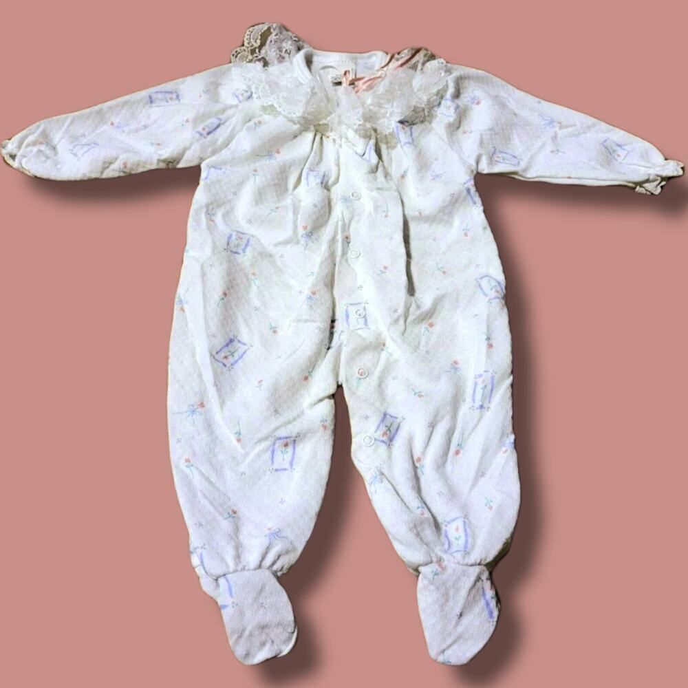 Vintage Evenflo Floral Lace Footie Sleeper